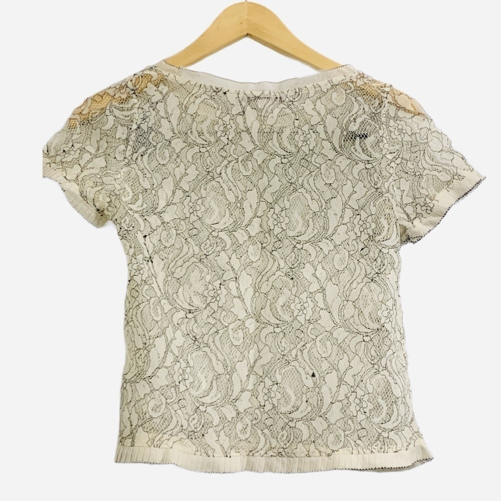 Ann Taylor Cream Floral Lace Sheer Top Size XS - Picture 3 of 10